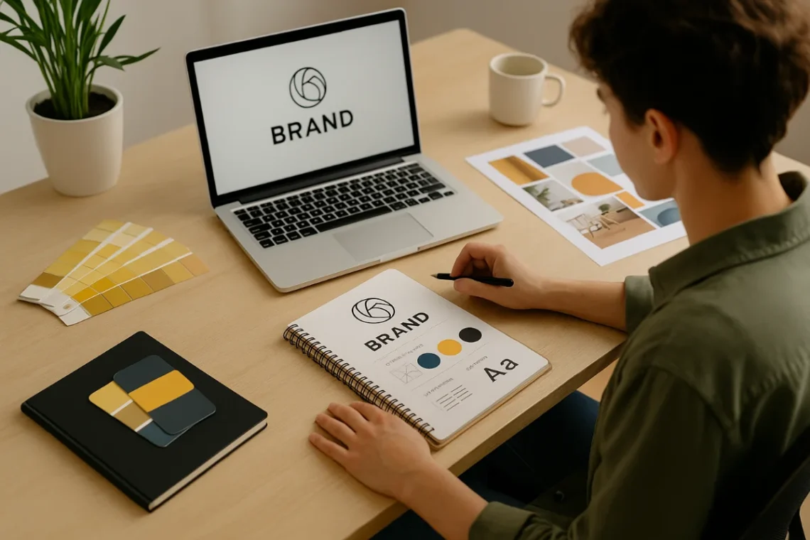 Australian designer working on logo and colour palette for brand development in 2025