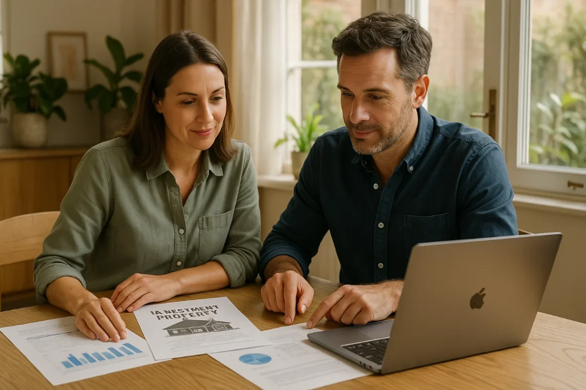 Australian couple reviewing property and investment assets at home in 2025
